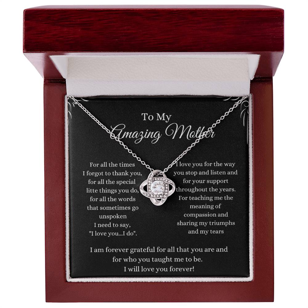 To My Amazing Mother Love Knot Necklace