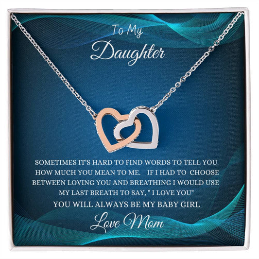 TO MY DAUGHTER INTERLOCKING HEARTS NECKLACE