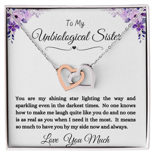 Unbiological Sister Interlocking Heart Necklace